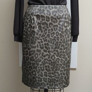 Charles Chang-Lima Vinyl Leopard Pencil Skirt